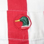 画像4: USED 90's DUCK HEAD ダックヘッド アウトドア ストライプ 半袖シャツ RED×WHT / 210708 (4)
