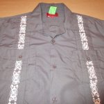 画像4: USED 00's YUCATAN カラー刺繍 キューバシャツ GUN / 210802 (4)