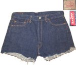 画像1: USED 60's LEVI'S リーバイス 502 ビッグE SCOVILジップ デニム カットオフショーツ 濃紺 / 210713 (1)