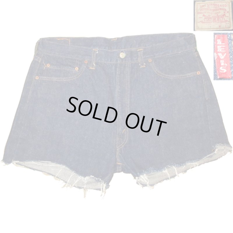 画像1: USED 60's LEVI'S リーバイス 502 ビッグE SCOVILジップ デニム カットオフショーツ 濃紺 / 210713 (1)