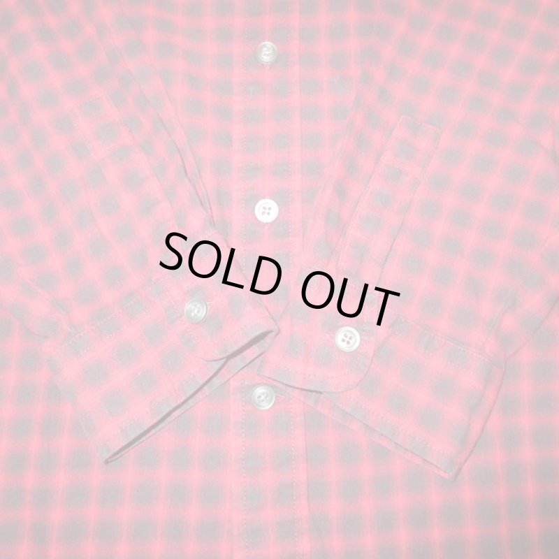 画像6: USED 90's TOMMY HILFIGER トミーヒルフィガー オンブレチェック ポックス ネルシャツ RED×BLK / 210906 (6)