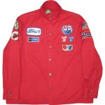画像1: USED 70's UNKNOWN ワッペンカスタム シャツジャケット RED / 210908 (1)