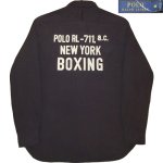 画像1: USED 00's Ralph Lauren ラルフローレン ボクシングクラブ チェーン刺繍 長袖シャツ BLK / 210906 (1)