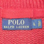 画像3: USED 00's RALPH LAUREN ラルフローレン ショールカラー コットン ニットカーディガン セーター RED / 211007 (3)