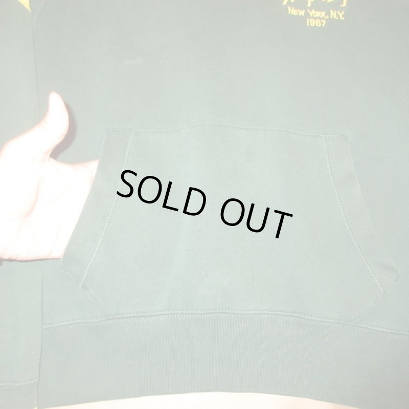画像10: USED 00's RALPH LAUREN ラルフローレン 胸刺繍ロゴ リブライン スウェットパーカ GRN×YEL / 211015 (10)