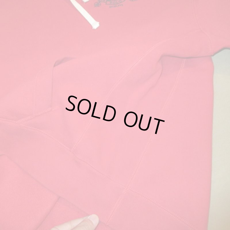 画像8: USED 00's RALPH LAUREN ラルフローレン 胸刺繍ロゴ スウェットパーカ RED / 211015 (8)