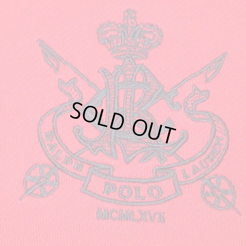 画像4: USED 00's RALPH LAUREN ラルフローレン 胸刺繍ロゴ スウェットパーカ RED / 211015 (4)