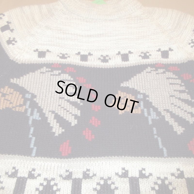 画像4: USED 70's SILTON インディアンヘッド アクリル ニット セーター GRY / 211021 (4)