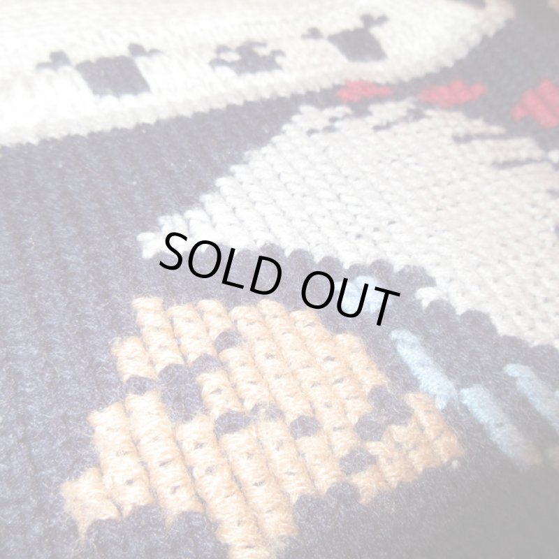 画像5: USED 70's SILTON インディアンヘッド アクリル ニット セーター GRY / 211021 (5)