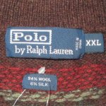 画像3: USED 00's RALPH LAUREN ラルフローレン ネイティヴ柄 コンチョボタン シルク混 ニット セーター BRW / 211021 (3)