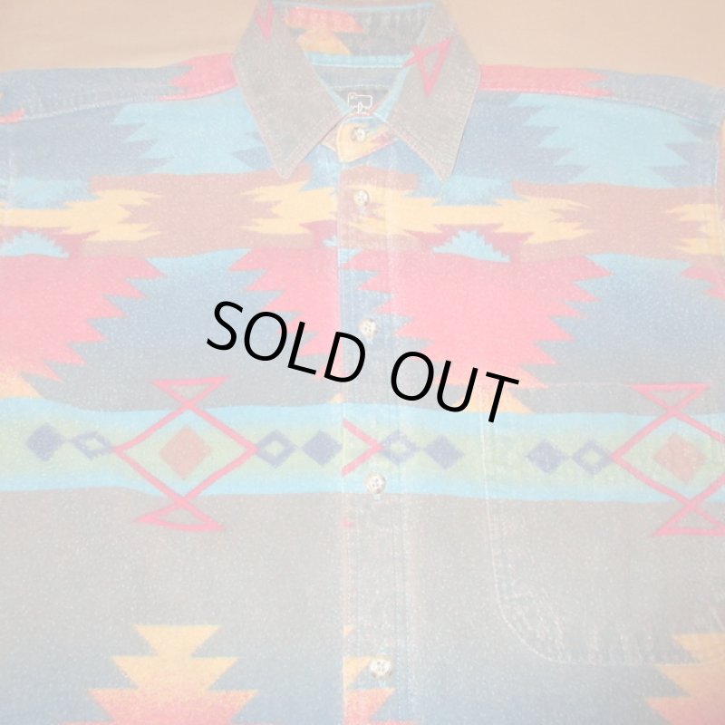 画像4: USED 90's WOOLRICH ウールリッチ USA製 ネイティヴ柄 シャモアクロス ネルシャツ MIX / 211028 (4)