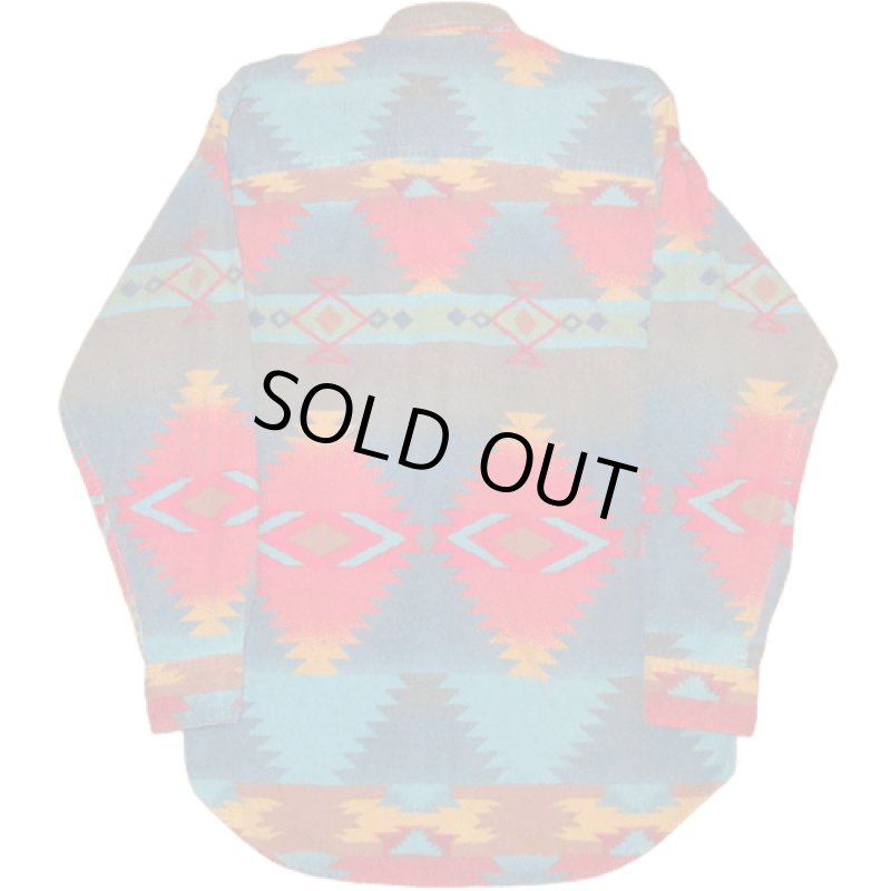 画像2: USED 90's WOOLRICH ウールリッチ USA製 ネイティヴ柄 シャモアクロス ネルシャツ MIX / 211028 (2)