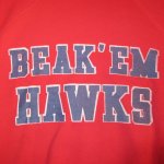 画像4: USED 80's BEAK'EM HAWKS カンザス大学 カレッジプリント スウェット RED / 211130 (4)