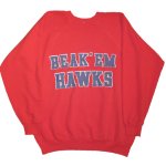 画像2: USED 80's BEAK'EM HAWKS カンザス大学 カレッジプリント スウェット RED / 211130 (2)