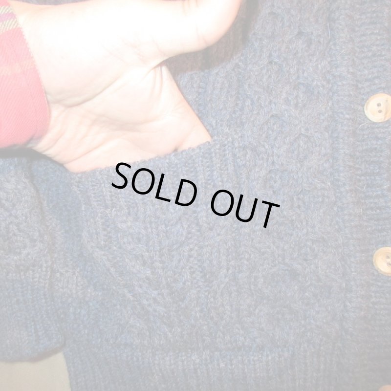 画像7: USED 00's Cabela's カベラス アランニット フィッシャーマン セーター ニットカーディガン アイルランド製 NVY / 220113 (7)