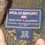 画像3: USED 90's POLO SPORT ポロスポーツ ネイティヴ柄 ショールカラー ニット セーター OLV  / 220113 (3)