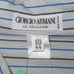 画像3: USED 90's GIORGIO ARMANI ジョルジオアルマーニ イタリア製 ストライプ ドレスシャツ 長袖 GRY / 220228 (3)