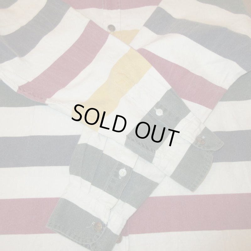 画像7: USED 90's RED HEAD レッドヘッド ハンティング カラフルボーダー 長袖シャツ WHT×MIX / 220228 (7)