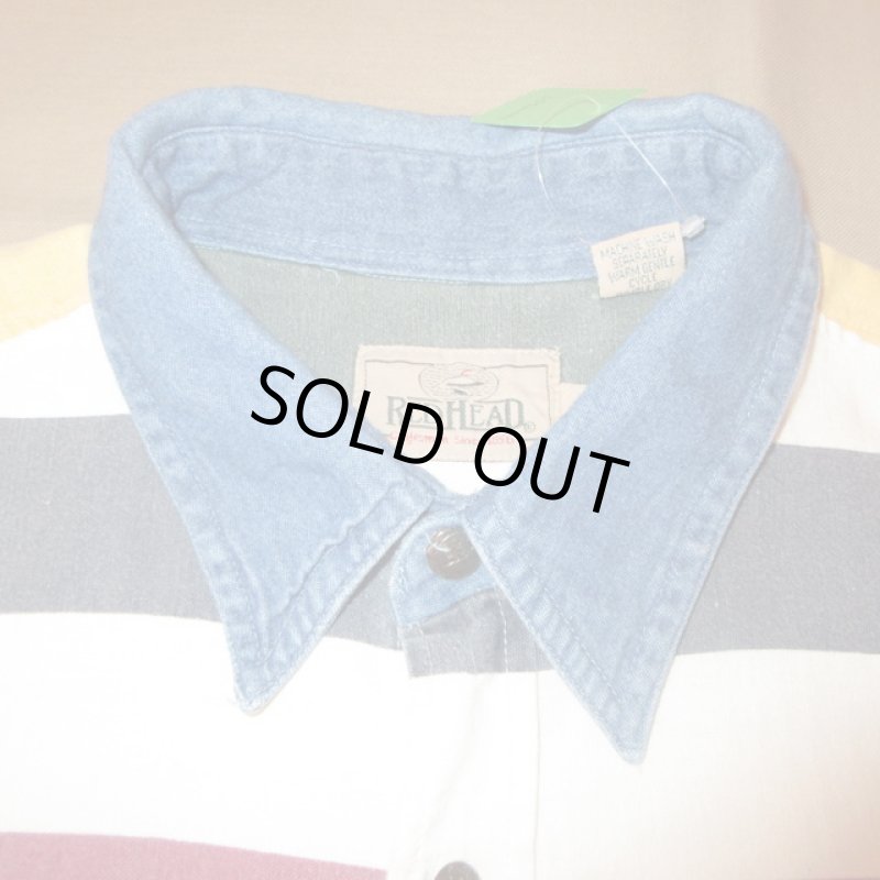 画像6: USED 90's RED HEAD レッドヘッド ハンティング カラフルボーダー 長袖シャツ WHT×MIX / 220228 (6)