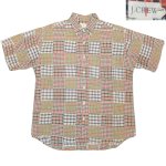 画像1: USED 90's J.CREW ジェイクルー 半袖 パッチワークシャツ MIX / 220516 (1)