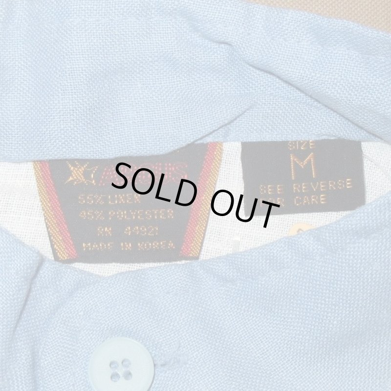 画像6: DEADSTOCK 70's ARGUS スタンドカラー リネンボディ プルオーバーシャツ WHT×BLUE / 220526 (6)