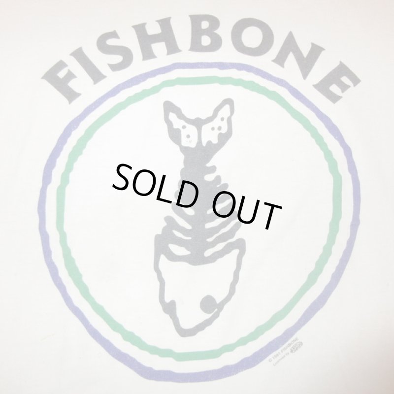 画像1: USED 00's FISHBONE フィッシュボーン TOUR2000 リンガー Tシャツ WHT×BLK / 220605 (1)