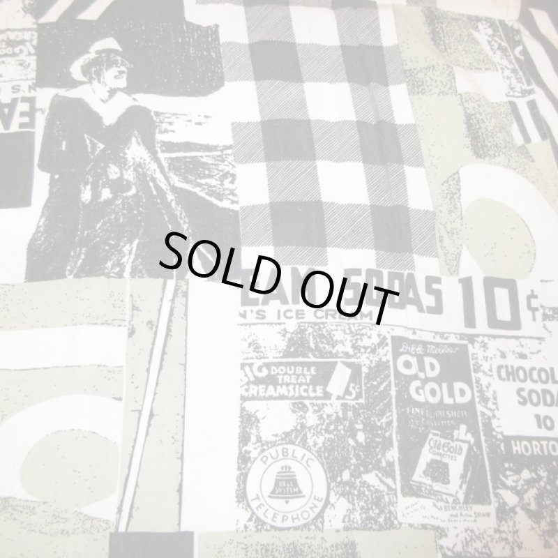 画像4: USED 90's MODA Albeltina ? フォトパターン 半袖 レーヨンシャツ BLK×WHT / 220619 (4)