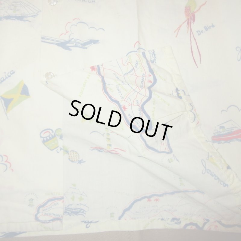 画像9: USED 60's Siboney ジャマイカ柄 made in JAMAICA オープンカラーアロハシャツ BRM / 220619 (9)