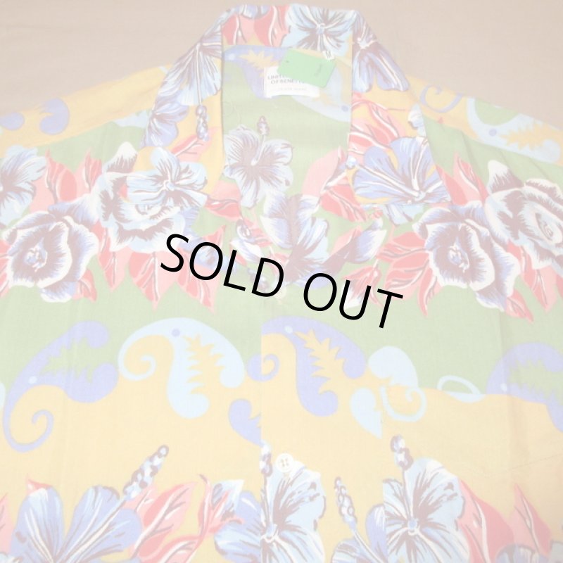 画像4: USED 90's UNITED COLORS OF BENETTON ベネトン イタリア製 アロハ 半袖 レーヨンシャツ MIX / 220619 (4)