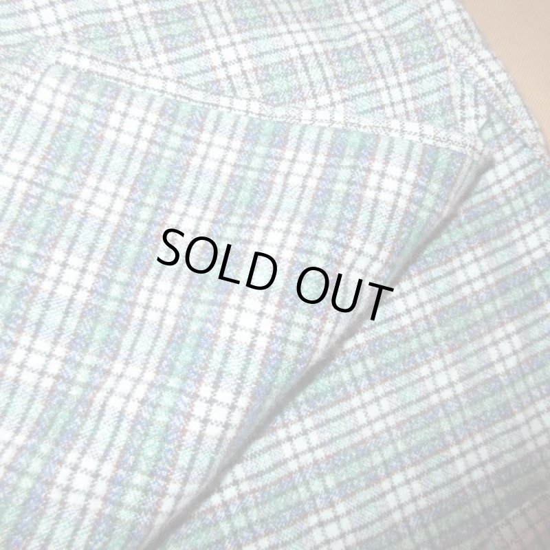 画像9: USED 60's UNKNOWN ユーロ フランネル マチ付き グランパシャツ CHK / 220630 (9)