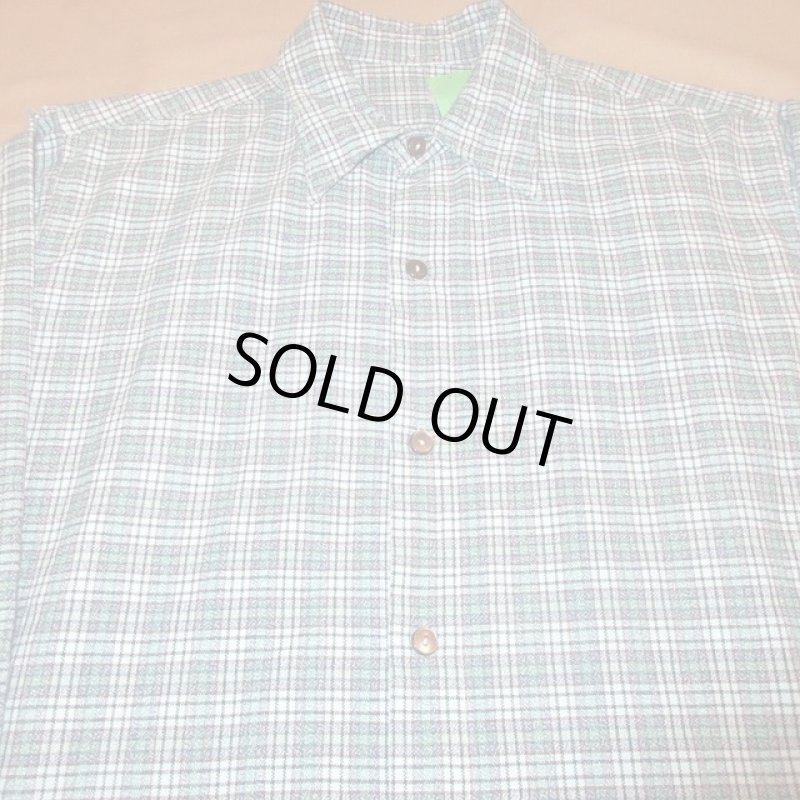 画像3: USED 60's UNKNOWN ユーロ フランネル マチ付き グランパシャツ CHK / 220630 (3)