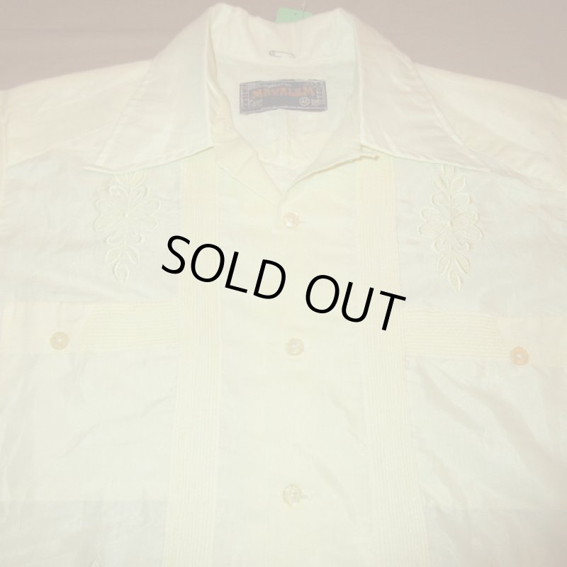 画像4: USED 70's MAYALUM オープンカラー メキシカン キューバシャツ YEL / 220714 (4)