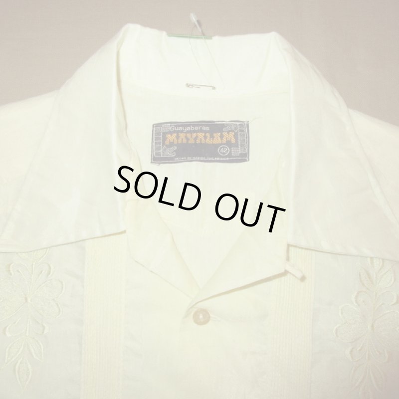 画像6: USED 70's MAYALUM オープンカラー メキシカン キューバシャツ YEL / 220714 (6)