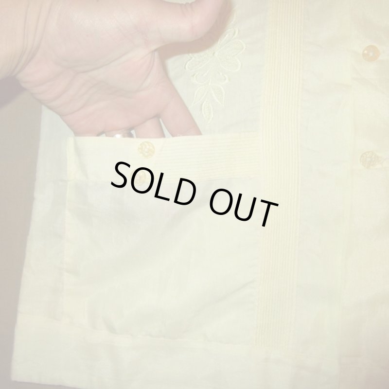 画像7: USED 70's MAYALUM オープンカラー メキシカン キューバシャツ YEL / 220714 (7)