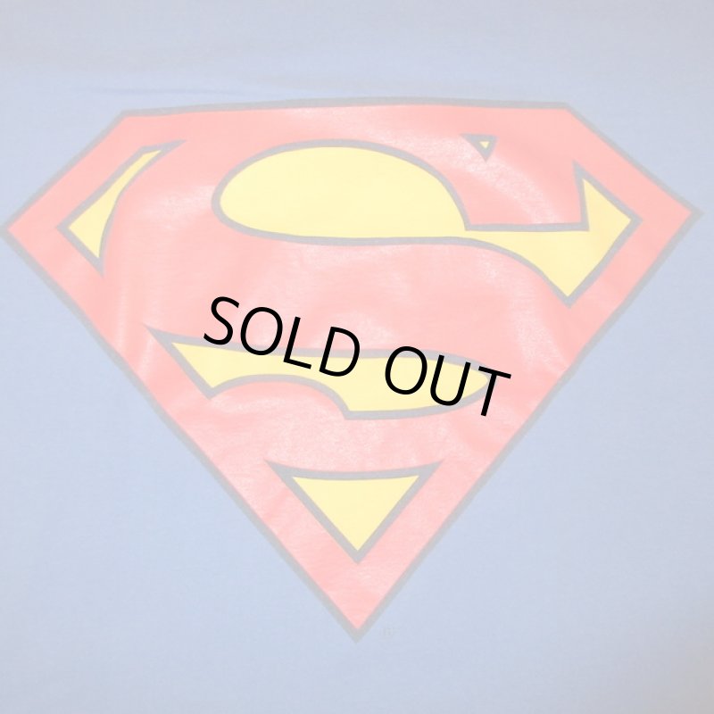 画像1: USED 90's SUPER MAN スーパーマン アメコミ ムービー Tシャツ BLUE / 220719 (1)