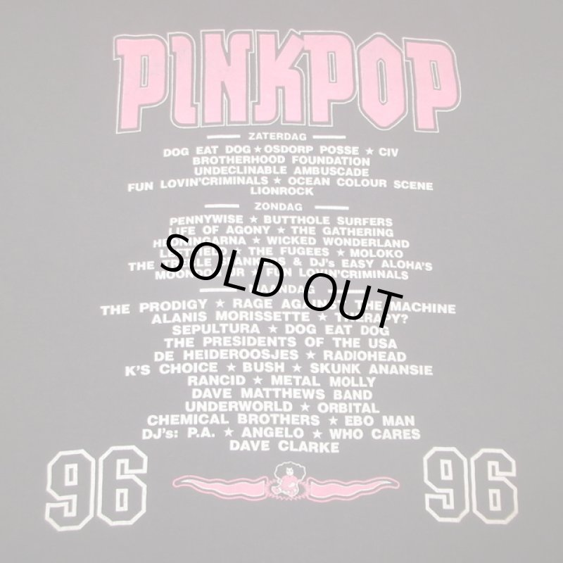 画像1: USED 90's PINK POP ピンクポップ オランダ 音楽フェス 1996年 Tシャツ BLK / 220804 (1)