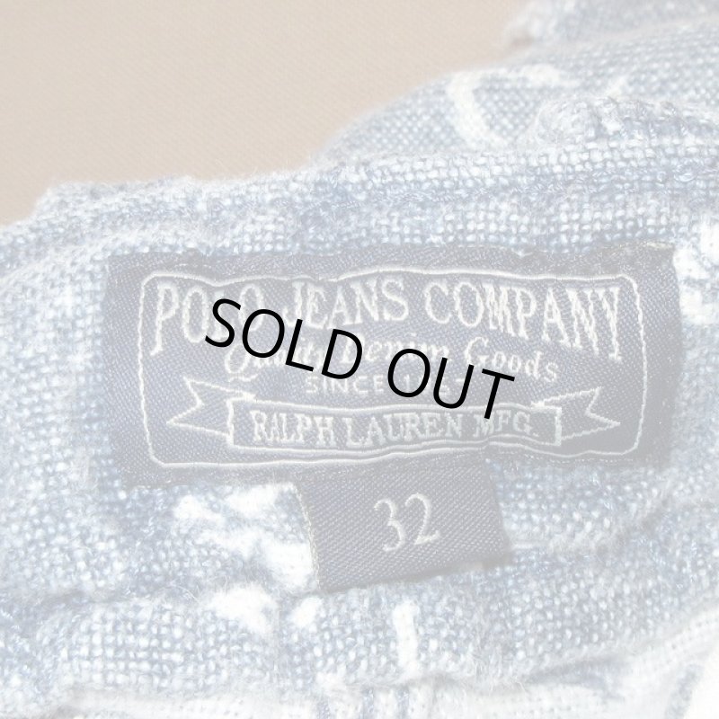 画像3: USED 00's POLO JEANS ポロジーンズ リネン カーゴショートパンツ BLUE / 220809 (3)