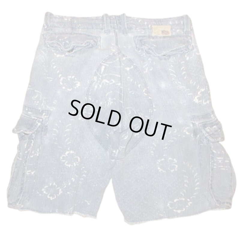 画像2: USED 00's POLO JEANS ポロジーンズ リネン カーゴショートパンツ BLUE / 220809 (2)