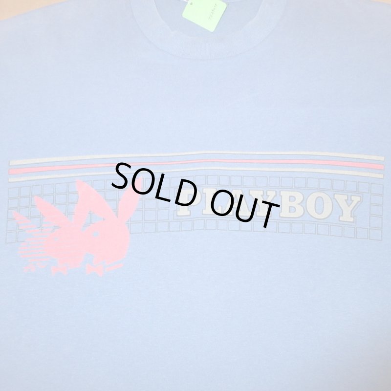 画像1: USED 80's PLAYBOY プレイボーイ Tシャツ BLUE / 220908 (1)