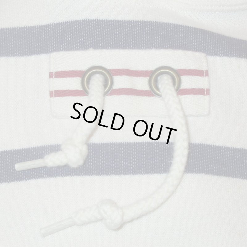 画像6: USED 90's TOMMY HILFIGER トミーヒルフィガー マリンボーダー スウェットパーカ WHT×NVY / 220926 (6)