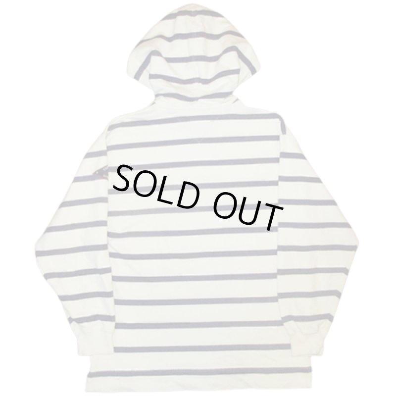 画像2: USED 90's TOMMY HILFIGER トミーヒルフィガー マリンボーダー スウェットパーカ WHT×NVY / 220926 (2)
