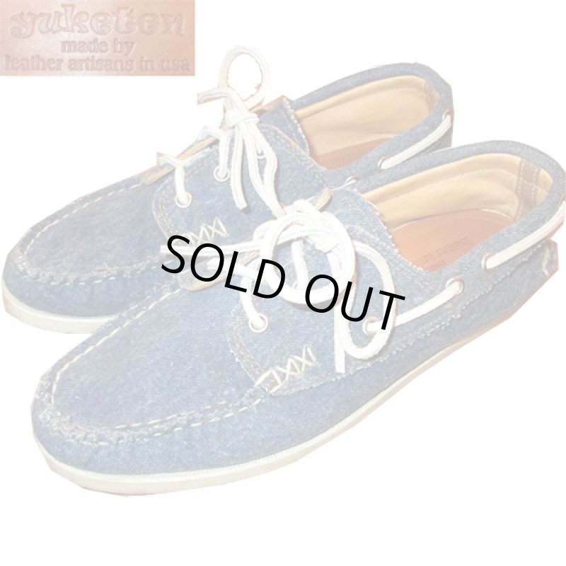 画像1: 美USED 00's YUKETEN ユケテン USA製 レザー×レザー デッキシューズ BLUE / 221019 (1)