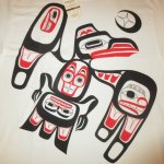 画像1: DEADSTOCK 00's NATIVE NORTHWEST ハイダ族 カナダ原住民 Tシャツ WHT / 221123 (1)
