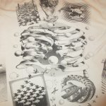 画像4: USED 90's M.C.ESCHER エッシャー トリックアート マルチプリント Tシャツ WHT / 221123 (4)