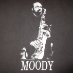画像1: USED 90's JAMES MOODY ジェイムスムーディ ジャズマン サックス奏者 Tシャツ BLK / 221223 (1)
