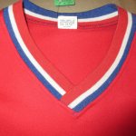 画像5: USED 60's MASON メイソン ナンバリング ナイロン 化繊 Vネック Tシャツ RED / 230413 (5)