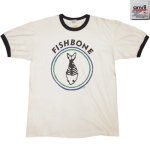 画像2: USED 90's FISHBONE フィッシュボーン サークルロゴ リンガー Tシャツ WHT×BLK / 230530 (2)