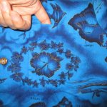 画像8: USED 60's Ui-Maikai 金ラメ メッキボタン コットン ハワイアン アロハシャツ BLUE / 230704 (8)