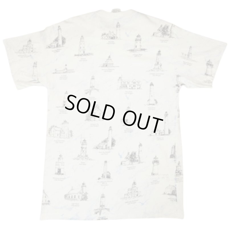 画像2: USED 90's ART UNLIMITED SPORTSWEAR 灯台 マルチプリント Tシャツ WHT / 230628 (2)