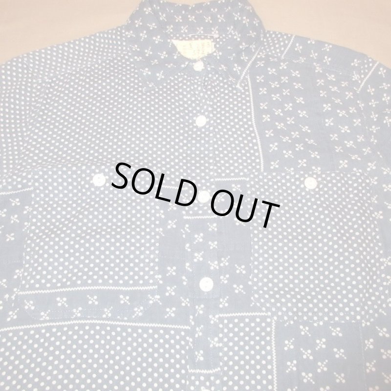 画像4: USED 00's DENIM&SUPPLY デニム&サプライ RL バンダナ柄 ドット柄 長袖シャツ NVY / 230725 (4)